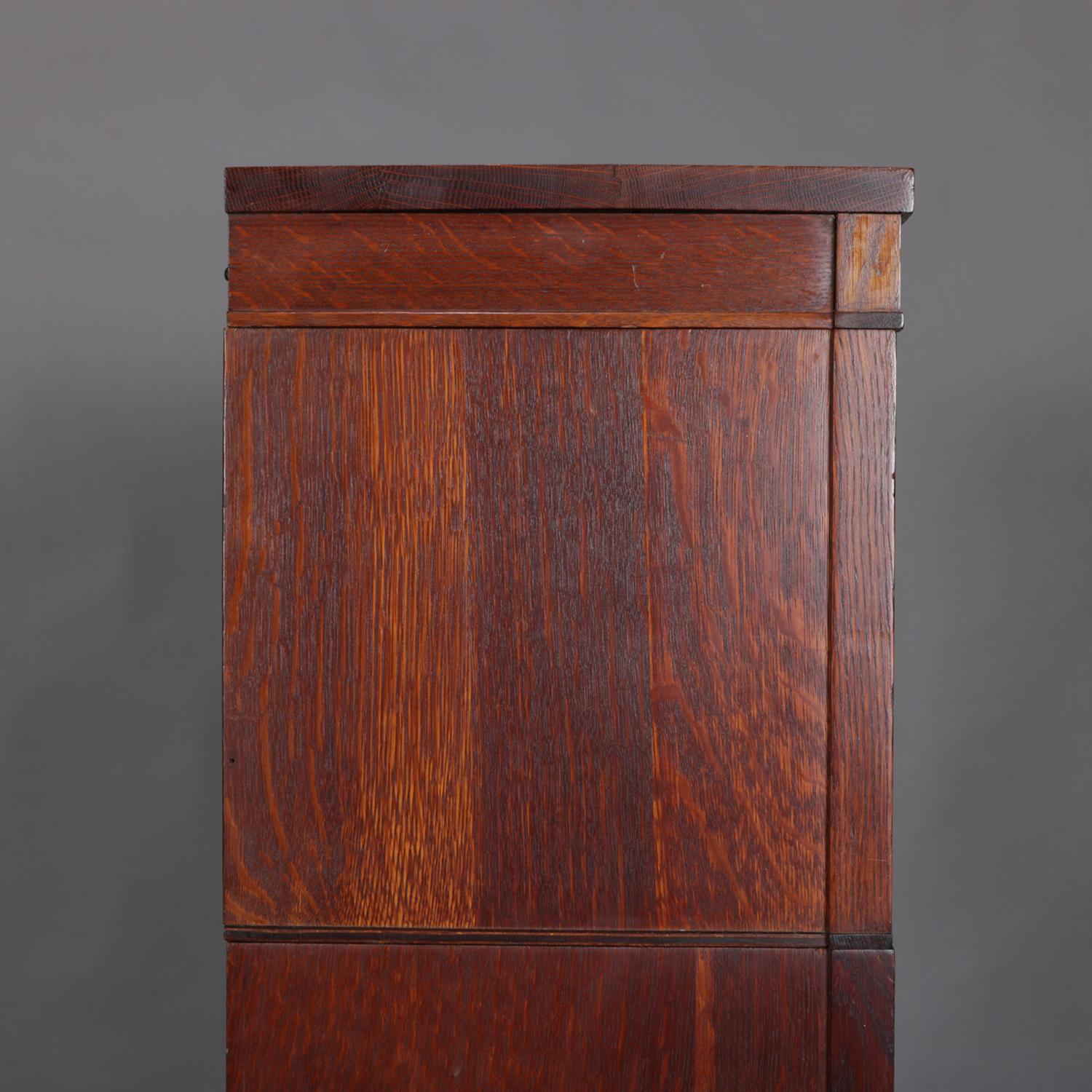 Arts & Crafts Mission Oak Three-Stack Barrister Bookcase by Macey, circa 1910 4