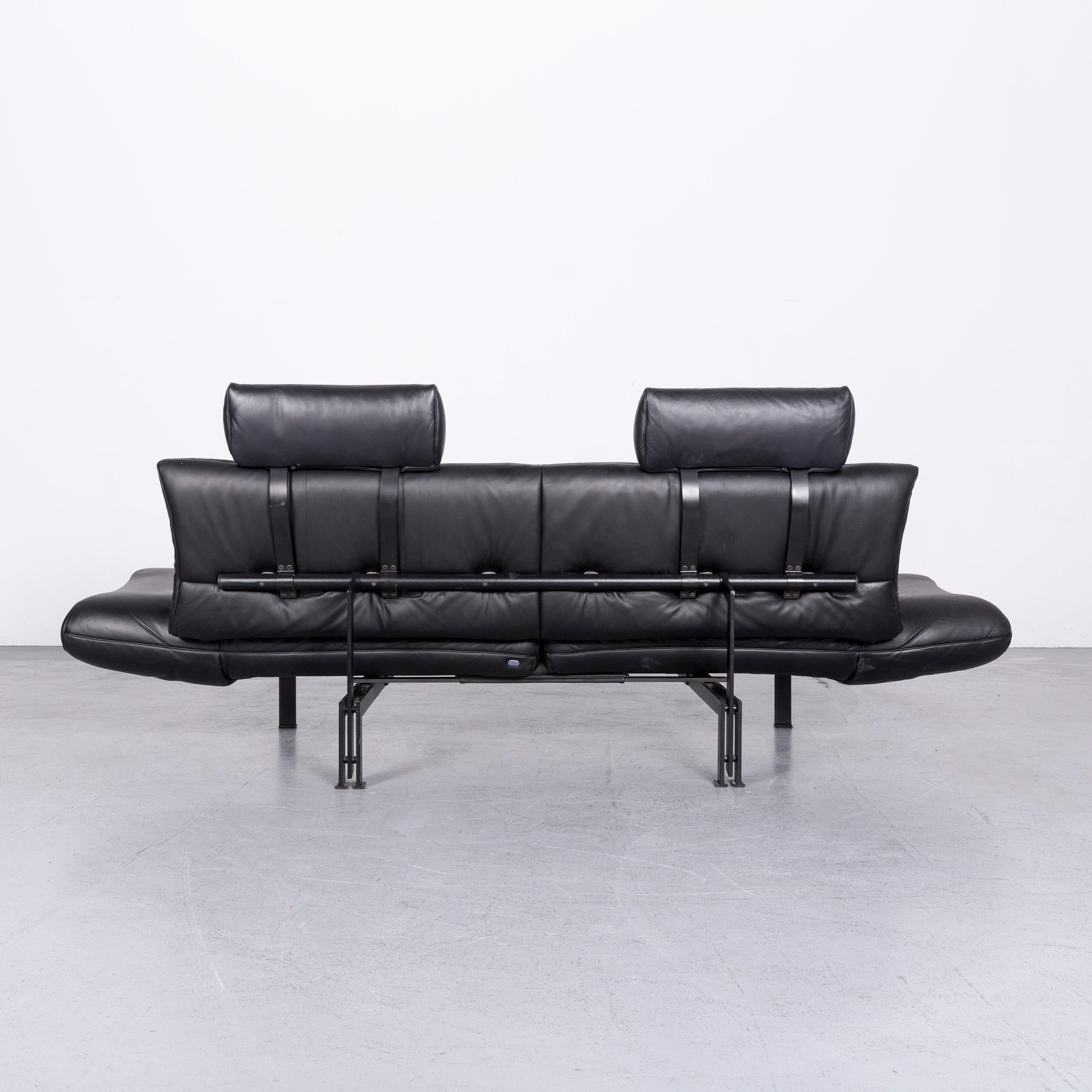De Sede Ds 140 Designer Leather Sofa Black Three-Seat Function Modern For Sale 9
