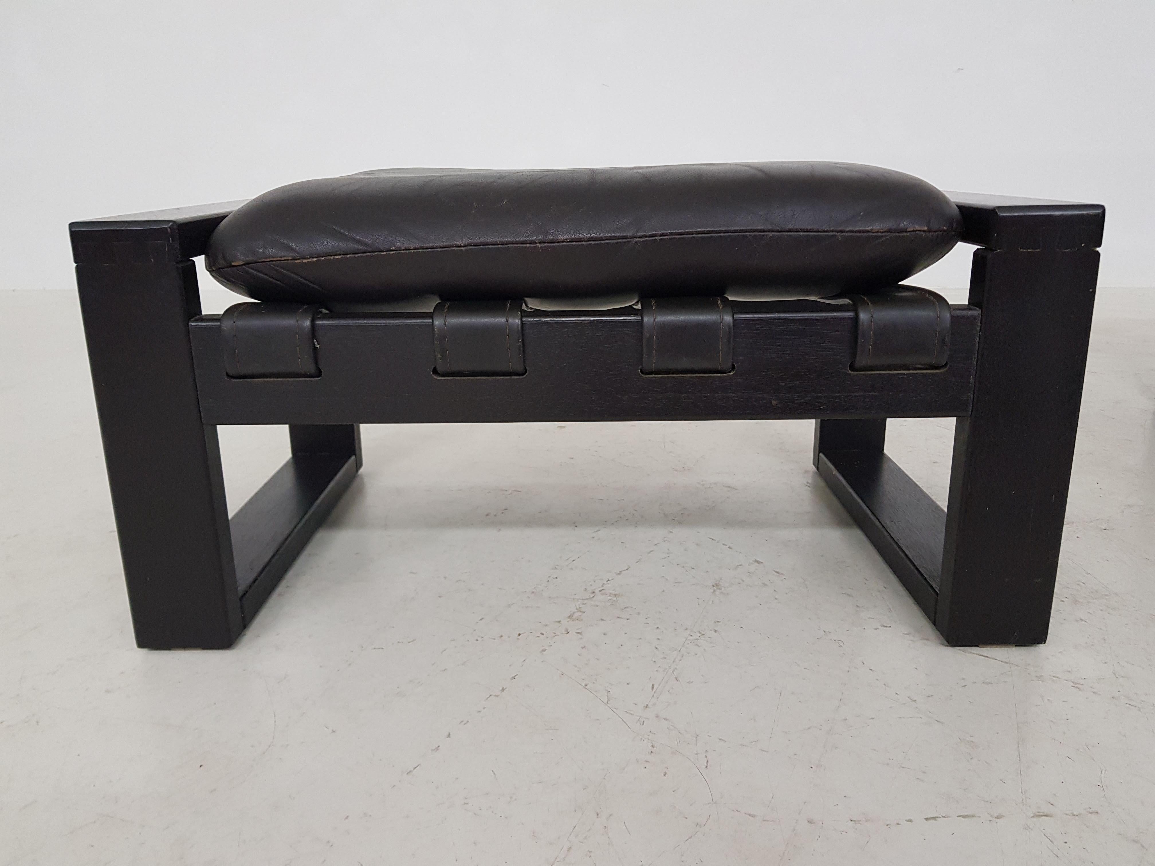 Brutalist Lounge Chair and Ottoman by Sonja Wasseur, Dutch Design, 1970s 9