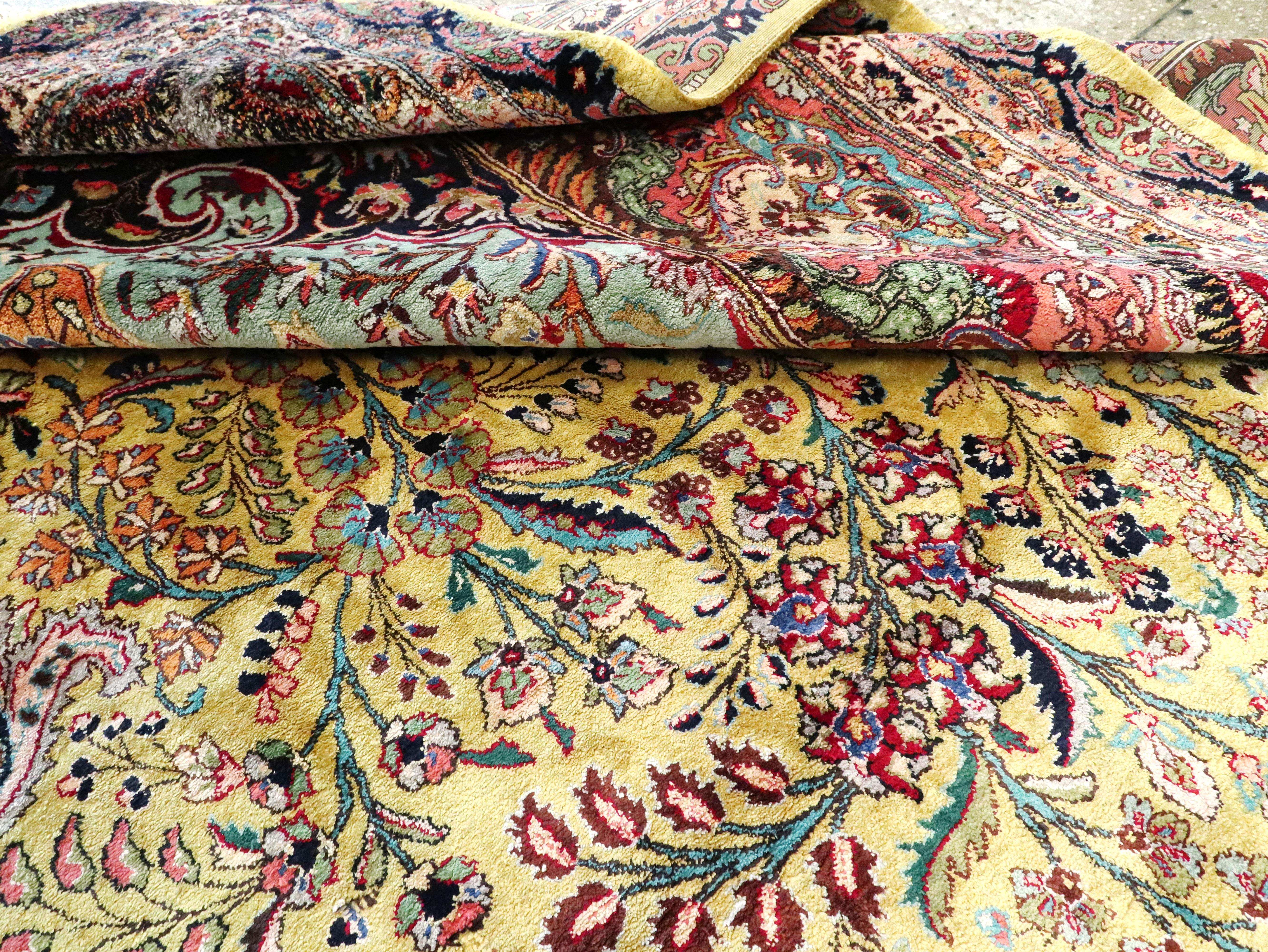 Vintage Persian Qum Silk Carpet 8