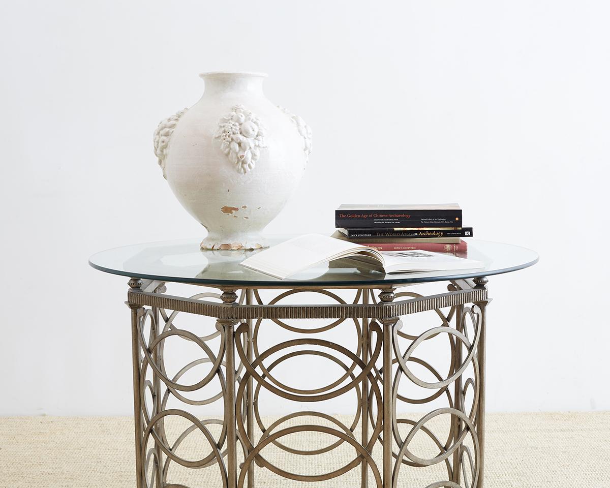 Round Neoclassical Style Silverleaf Metal Dining Table 9