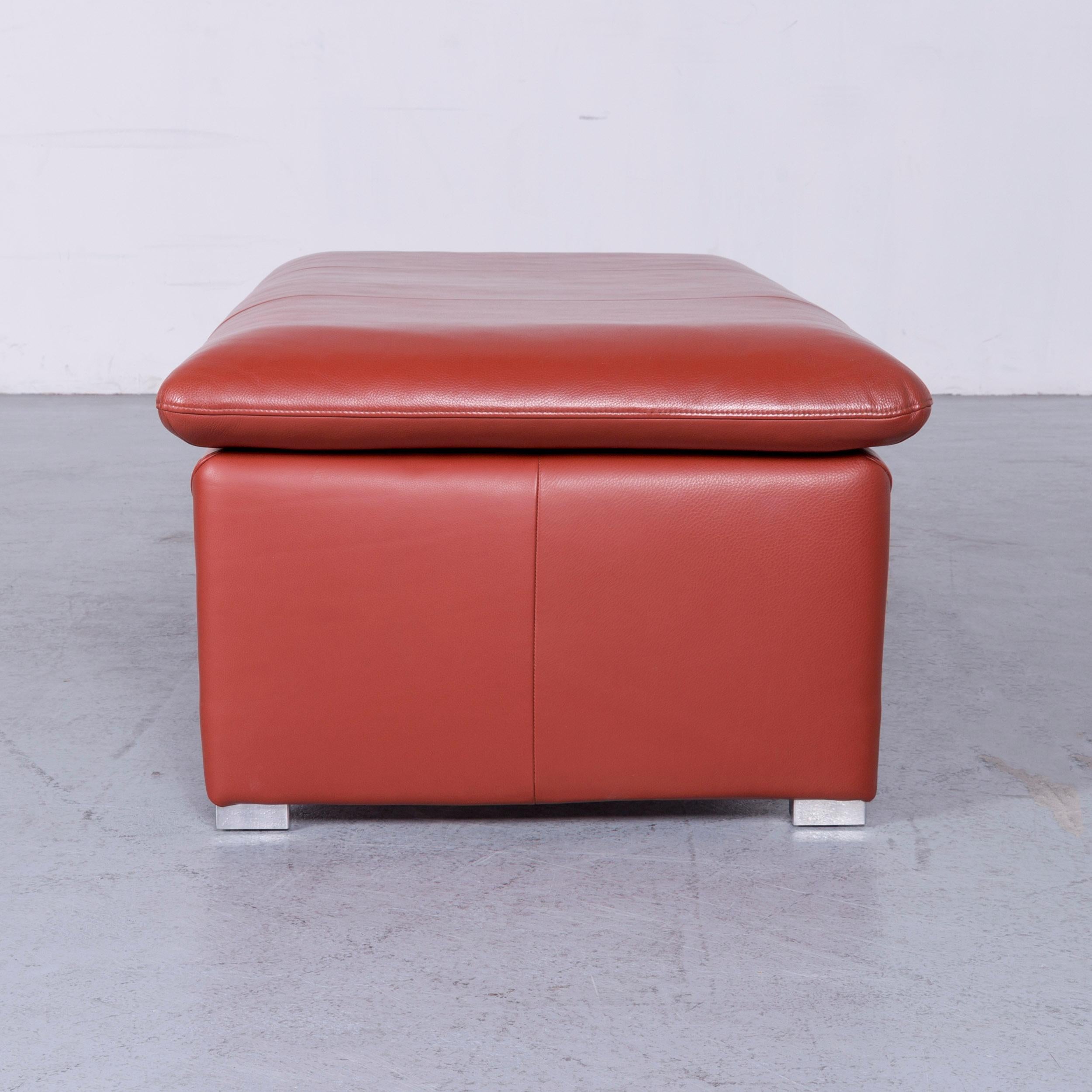 Laauser Corvus Designer Sofa Corner-Sofa Footstool Set Leather Red Couch 6