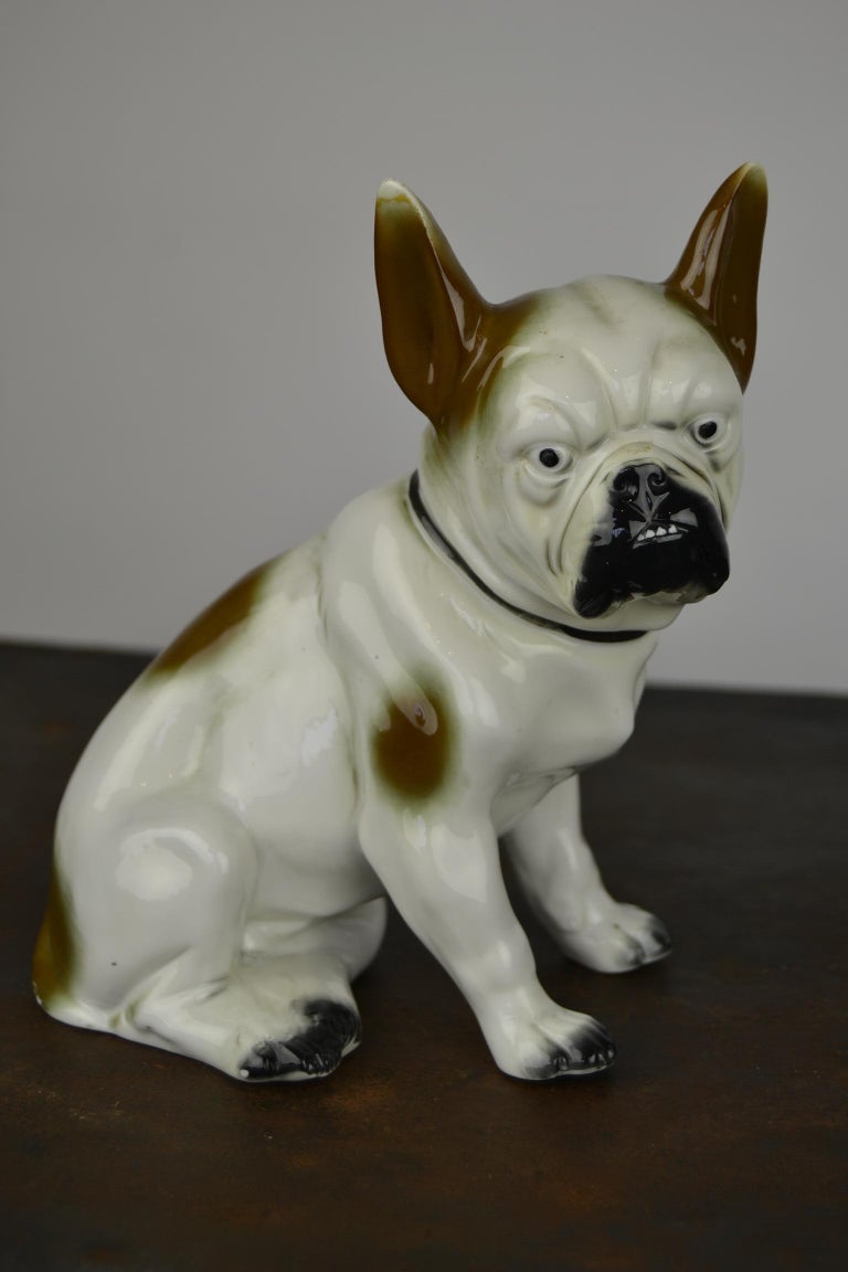 Art Deco Sitzendorf Porcelain French Bulldog Figurine For Sale at 1stDibs