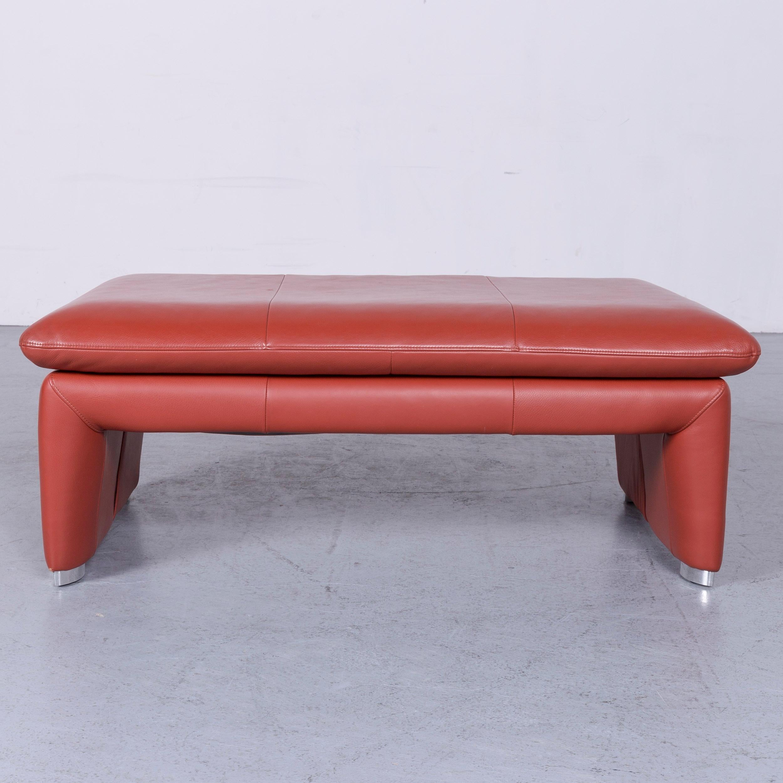 Laauser Corvus Designer Sofa Corner-Sofa Footstool Set Leather Red Couch 7
