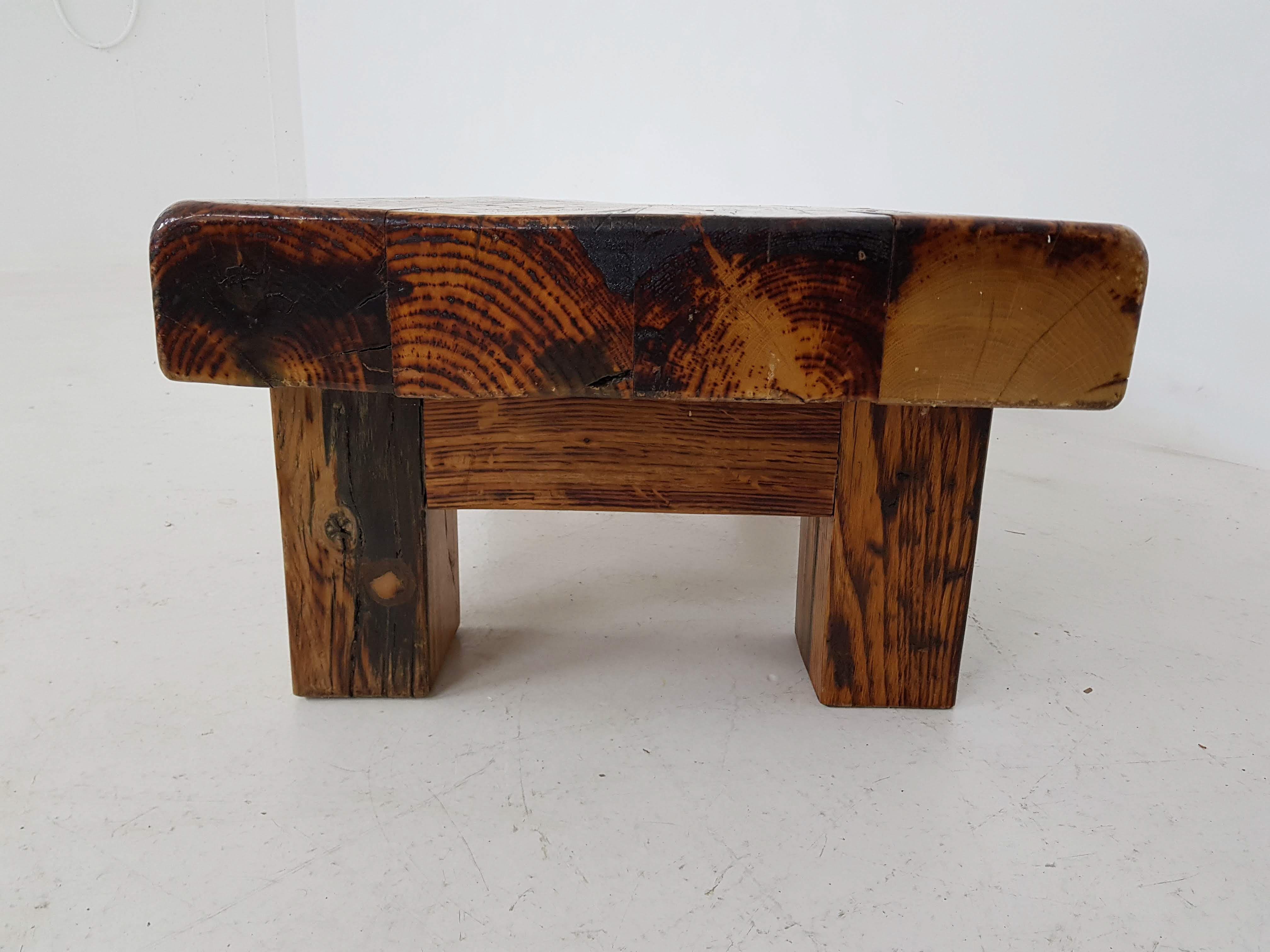 Two Charlotte Perriand Style Brutalist Solid Oak Benches or Tables, France 1950s 11