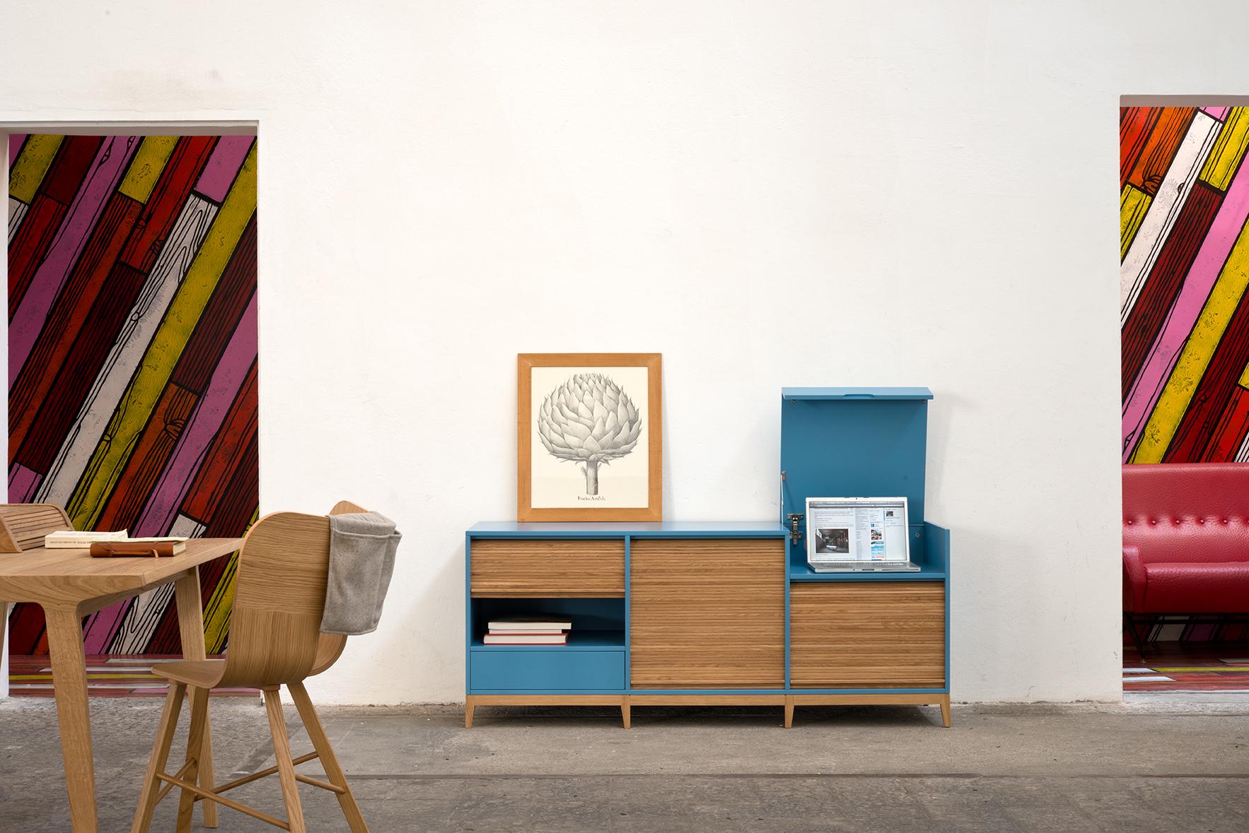 Minimalist Tapparelle L Cabinet by Colé, Hand Crafted Contemporary Design Made in Italy  For Sale