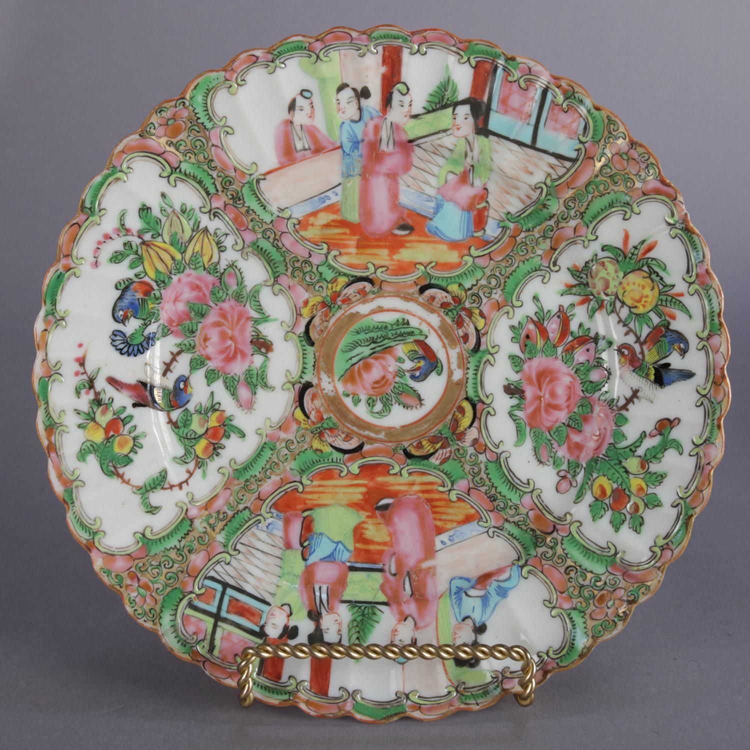 34 Piece Antique Chinese Rose Medallion Enameled Porcelain Dining Set 13