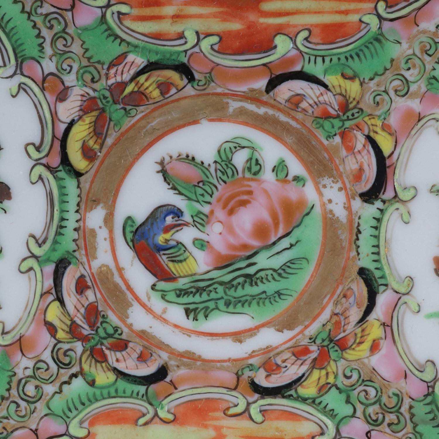 34 Piece Antique Chinese Rose Medallion Enameled Porcelain Dining Set 14