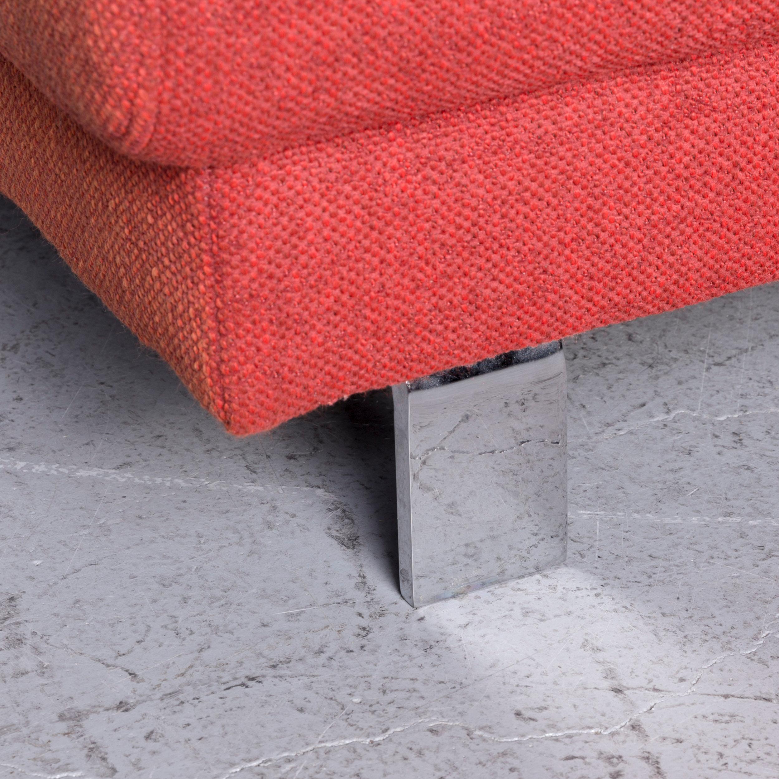 Ewald Schillig Brand Face Designer Sofa Footstool Set Fabric Red Corner Couch For Sale 11