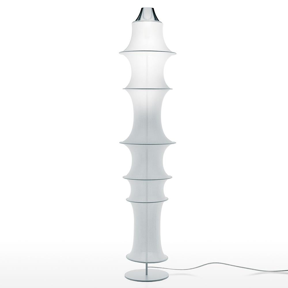 Designed by avant-garde Milanese designer Bruno Munari, who is now best known for illustrations and whimsical yet purpose-built toys, Falkland is a truly Futuristic luminaire. Elastic fabric stretched over aluminum tubing creates the body of the