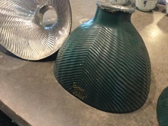 Six Large Early Industrial  Mercury Glass Shades