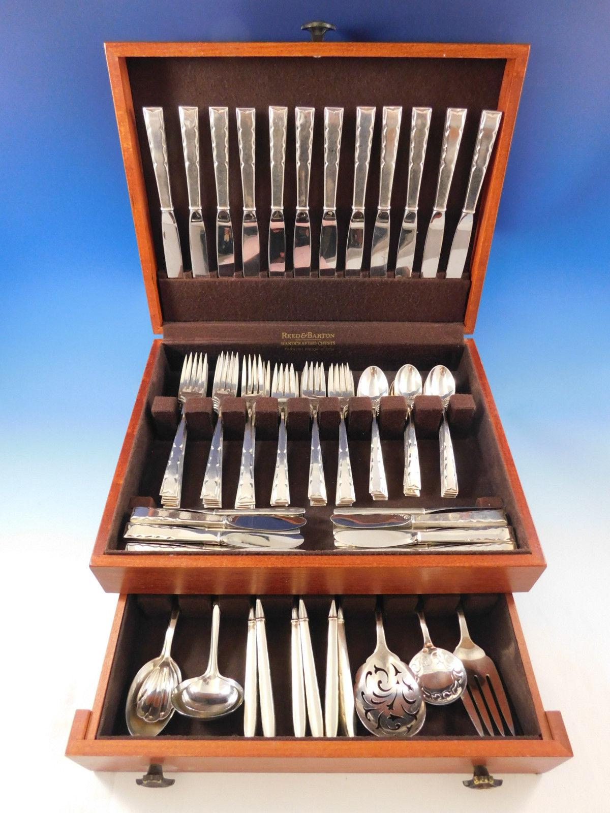 Monumental Mid-Century Modern Skylark by Kirk sterling silver Flatware set - 97 pieces. This set includes:

18 Knives, 9
