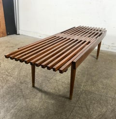 Classic Mid-Century Modern Walnut Expandable Slat Bench or Table