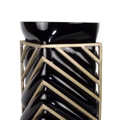 Enlace Black Glass Roundy Vase