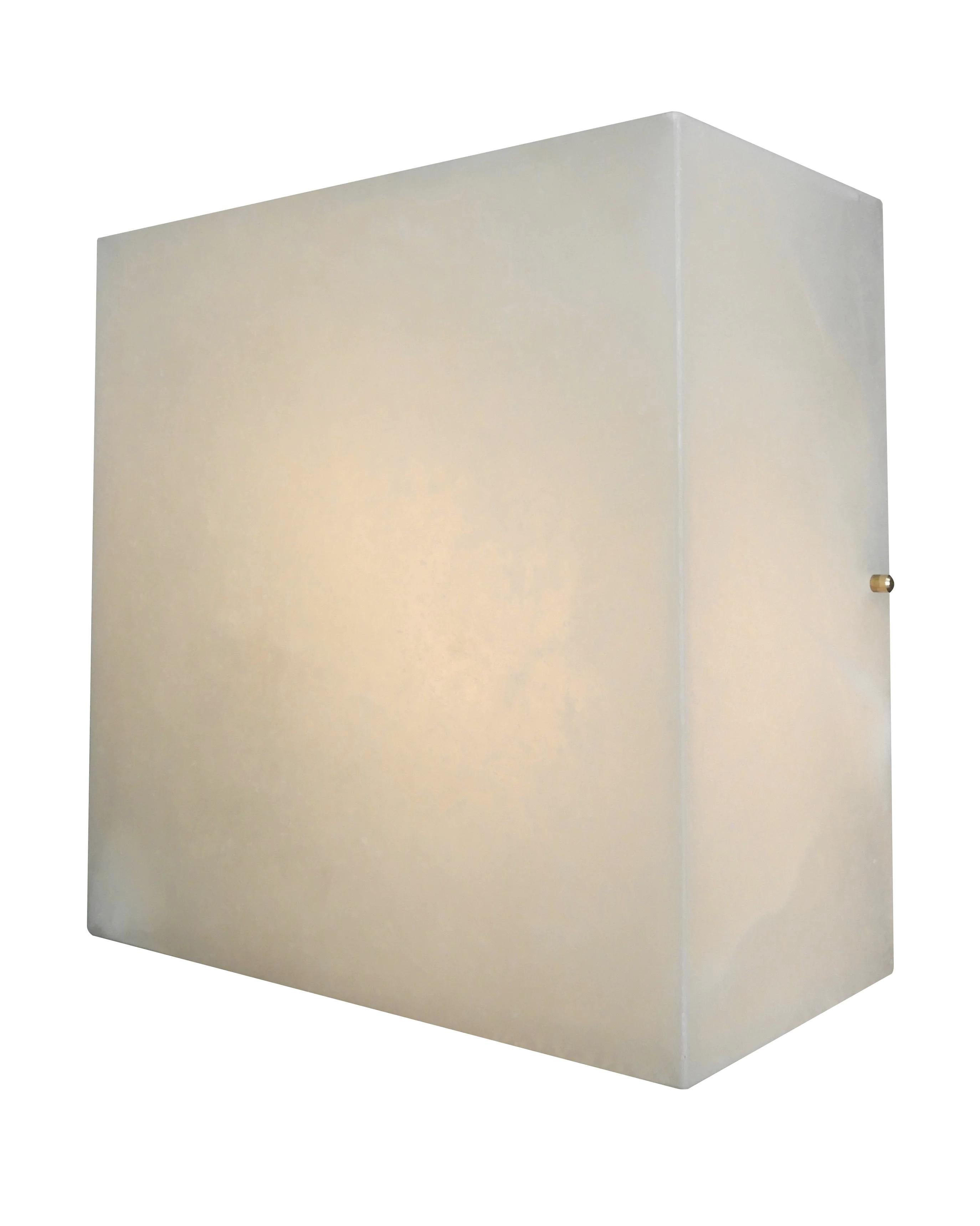 American Large 'Titan 4' Alabaster Wall or Ceiling Lamp in the Manner of Pierre Chareau For Sale
