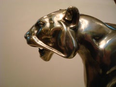 Art Deco Tiger Sculpture Figure WMF German Silver Plate Art Deco Style