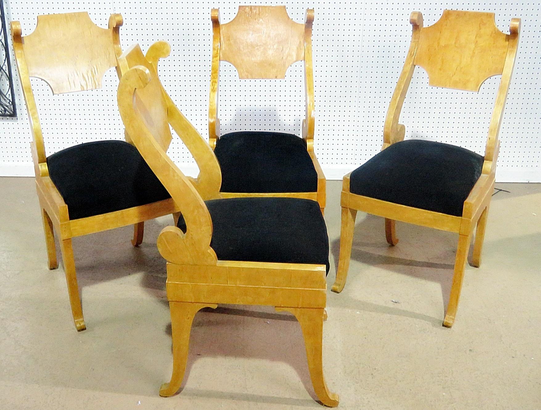 Set of four Biedermeier style side chairs.
