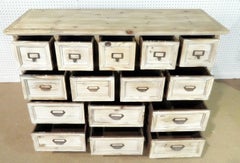 Multi Drawer Apothecary Style Dresser in Distressed White Paint