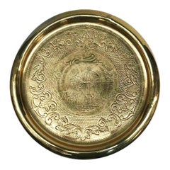 Mid-20th Century Italian Brass Smokers Table with Repoussé Engraved Round Top