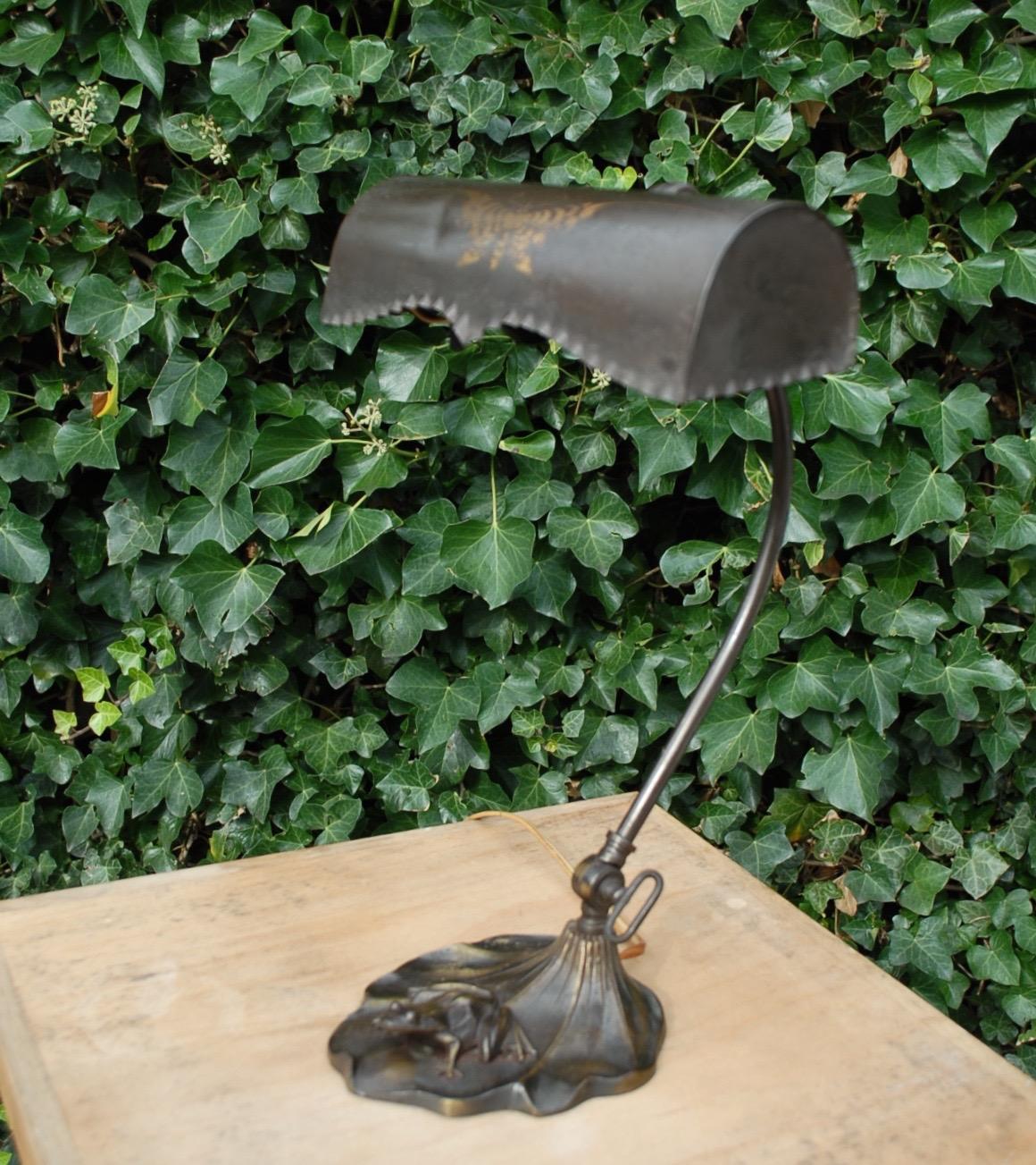 Elegant Austria Jugendstil Bronze and Metal Piano, Table or Desk Lamp with Frog.

Here is another one of our recent great finds. This truly wonderful lamp from the Austrian Arts & Crafts era comes with a gorgeous frog sculpture sitting on an evenly