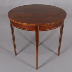 Antiker Hepplewhite-Stil Intarsien und Banded Mahagoni Spieltisch von Brandt