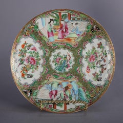 34 Piece Antique Chinese Rose Medallion Enameled Porcelain Dining Set