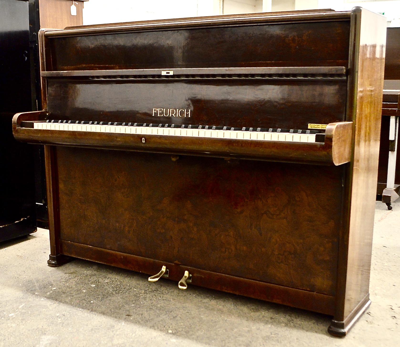 Made in 1938, this is a German made Feurich piano with a cabinet clearly designed with influence of the Bauhaus school. This is a beautifully made compact piano utilising the free design ideas the embodied the Bauhaus movement, combined with the