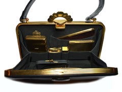 Art Deco Evans Elegance Handbag in Black Leather