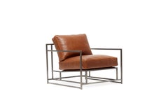 Tan Leather and Antique Nickel Armchair