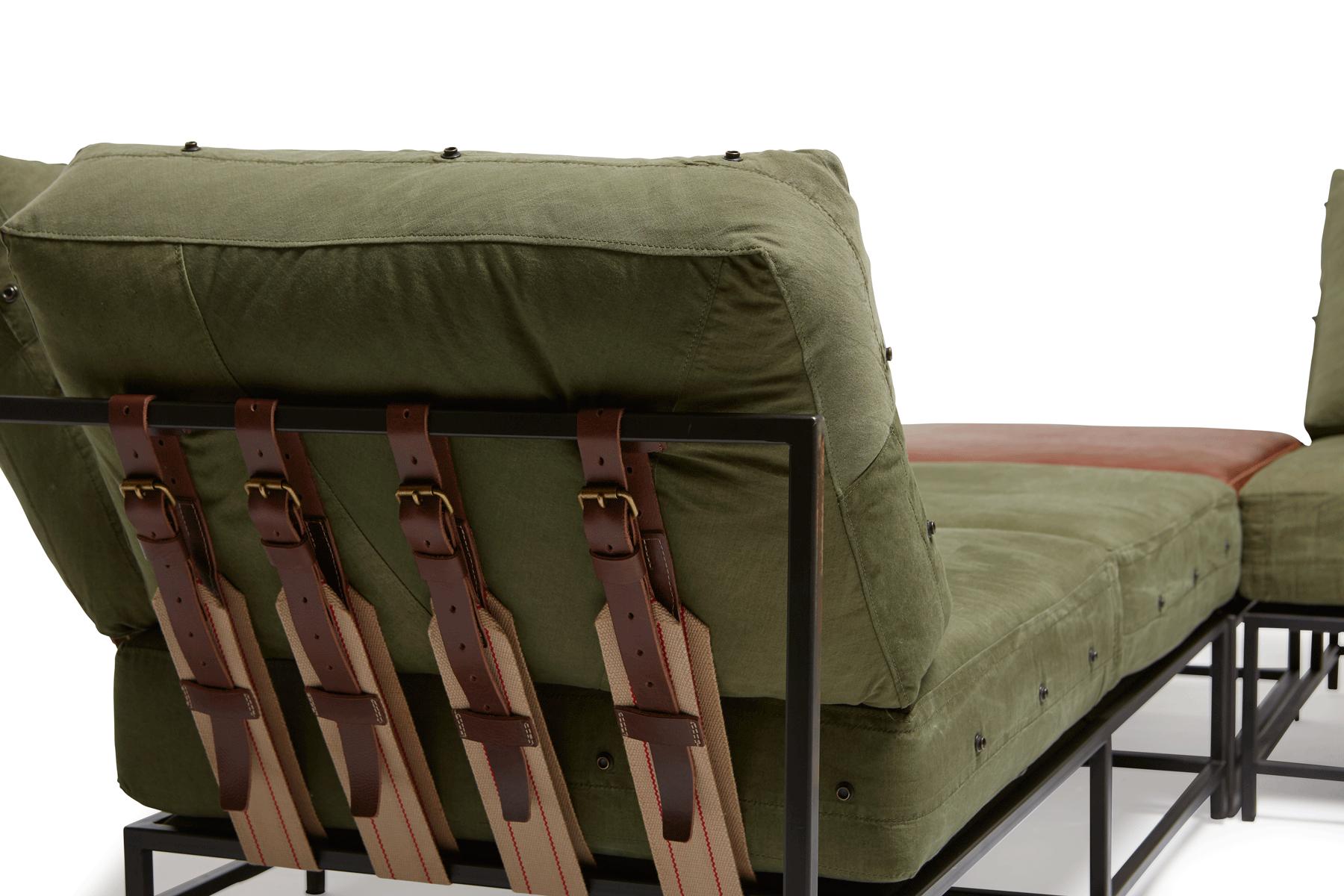 Our sectionals are great ways to customize your space and create the ultimate lounge spaces. 

Since first designing Inheritance Collection, Stephen Kenn has been inspired by the inherent history in vintage military-issue materials. Each piece of
