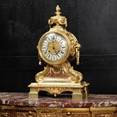 Antique French Gilt Bronze Drum Head Clock by Louis Japy