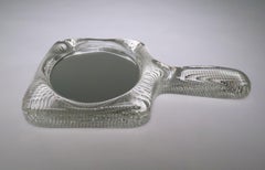 Miroir à main en verre suédois vintage de Pukeberg:: années 1960