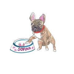 Modern Dog Bowl Porcelain Handpainted Customized Sofina Boutique Kitzbuehel