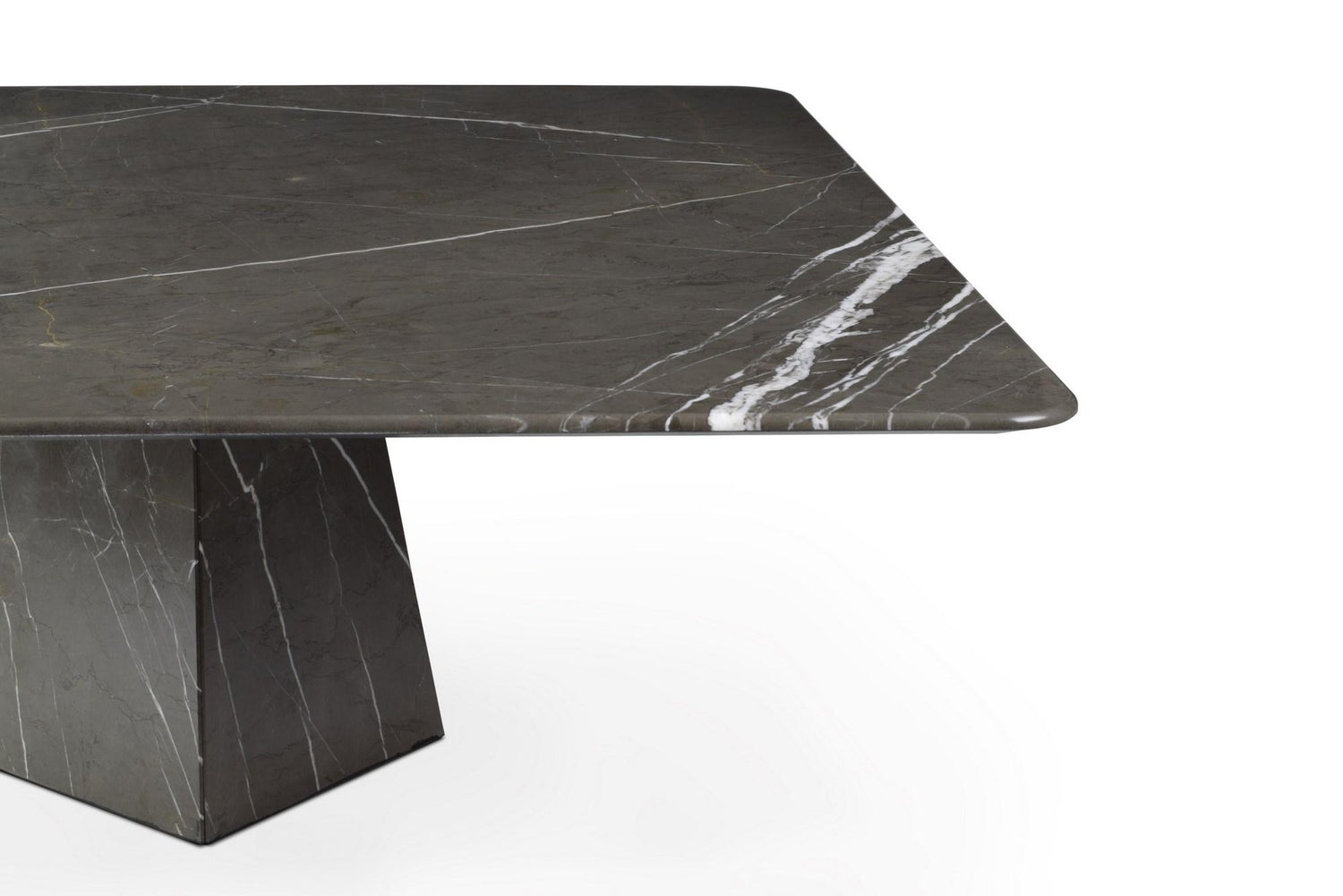 Cosmo Contemporary Square Marble Coffee Table In Graphite For