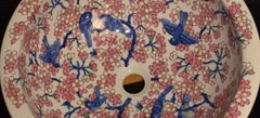 Hand-Painted Japanese Contemporary Porcelain Washbasin by Master Artist