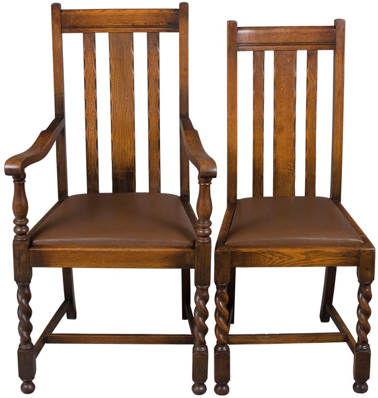 Set of Four Oak Barley Twist Dining Room or Kitchen Chairs at 1stDibs oak kitchen chairs
