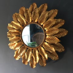 French Gilt Sunburst Mirror with Backlight, circa 1950s