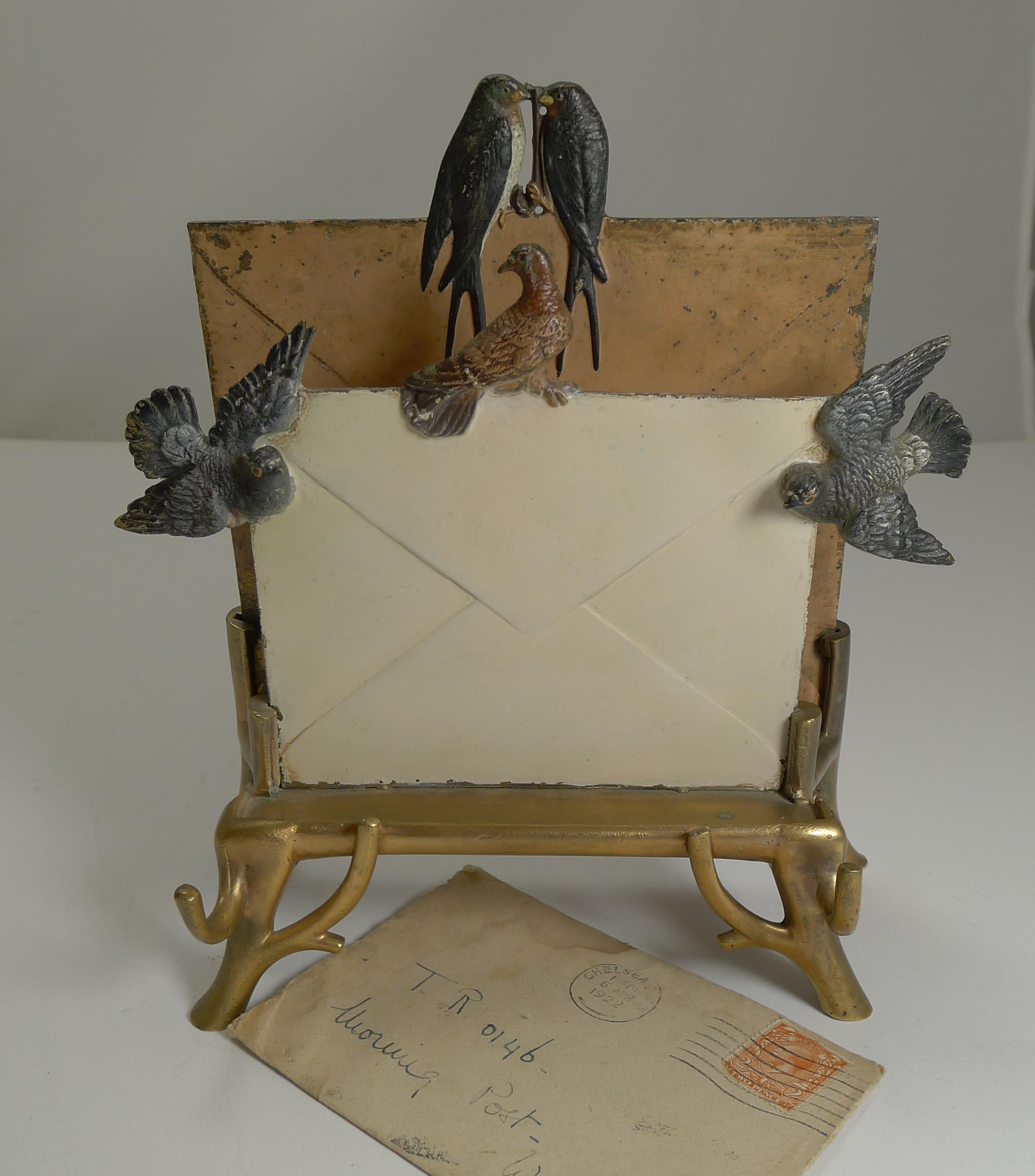 Rare Cold Painted Vienna Bronze Letter Rack or Holder, circa 1890 at 1stDibs