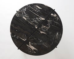 Contemporary Coffee Table, Silver Black Marble, Minimalist, Modern, Unique