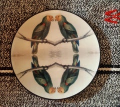 Sultan's Journey Green Parrots Porcelain Plate by Patch NYC for Les-Ottomans
