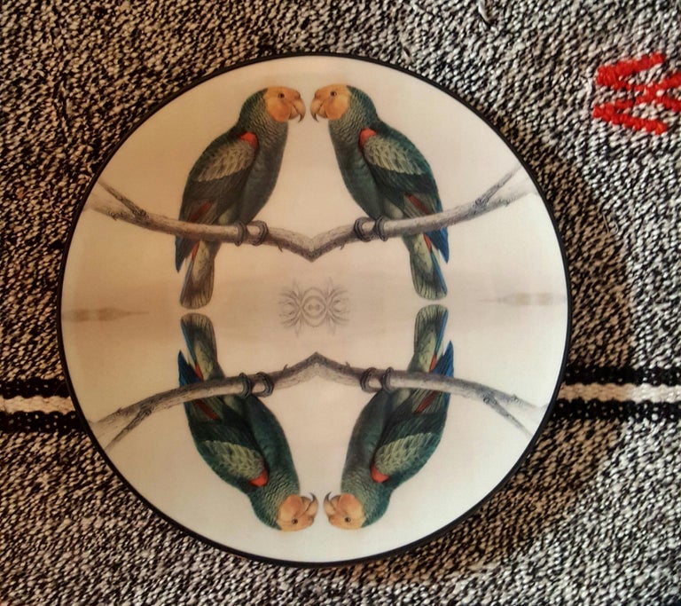 The Sultan's Journey is an inspiring collection created by Patch NYC for Les-ottomans that recreates, through characters, the magic world of the Sultans and Ottoman Empire.
This green parrots porcelain plate is an homage to the parrots that were