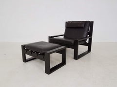 Brutalist Lounge Chair and Ottoman by Sonja Wasseur, Dutch Design, 1970s