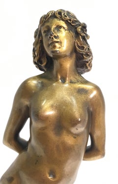 Femme nue en bronze Art Déco français par Joseph Jules Emmanuel Cormier Joe Descomps