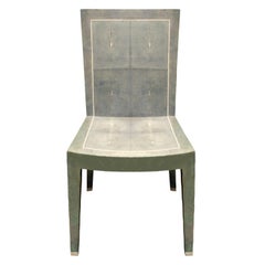 Karl Springer Paire rare de chaises JMF en galuchat avec incrustations d'os:: 1980