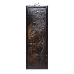"Visit to the Countryside" Pair of Vintage Chinese Relief Lacquer Panels