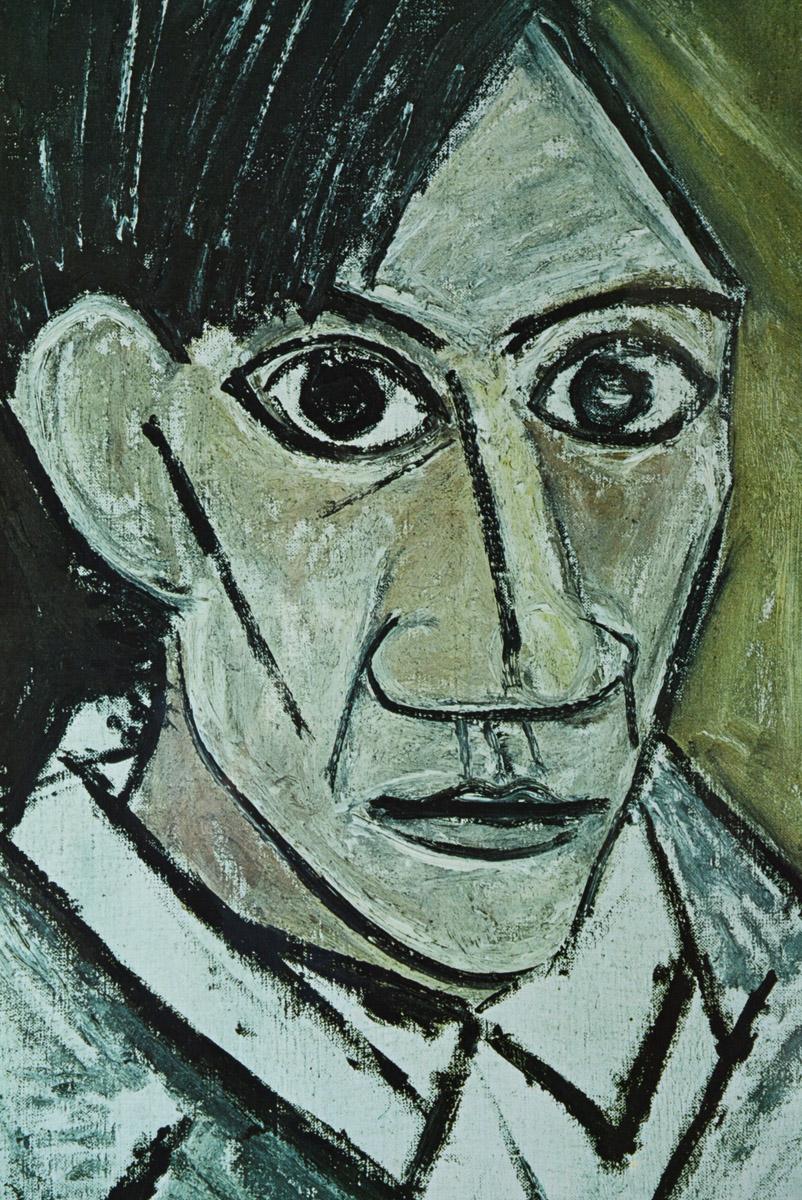 The self portrait lithograph poster announces a retrospective exhibition of the work of painter Pablo Picasso at MOMA open May 22, September 16, 1980. 
Great artwork by the notable Spanish artist and sculptor Pablo Picasso (1881-1973) featuring his