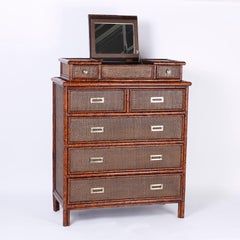British Colonial Style Grass Cloth Chest of Drawers