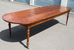 Knotted Pine Planked 'Demi-Ended' Farm Table
