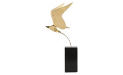 C. Jeré Brass Bird Sculpture on Black Marble Base