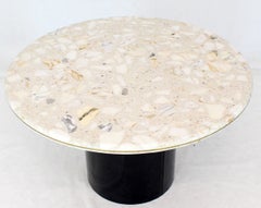 Round Marble Top Cylinder Base Center Conference Gueridon Dining Table